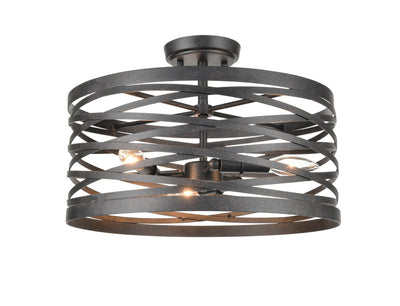 11'' None Weathered Iron 3 Light Semi-Flush Mount