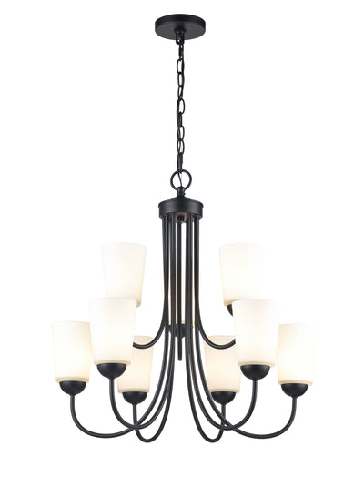 23.25'' Ivey Lake Matte Black 9 Light Chandelier