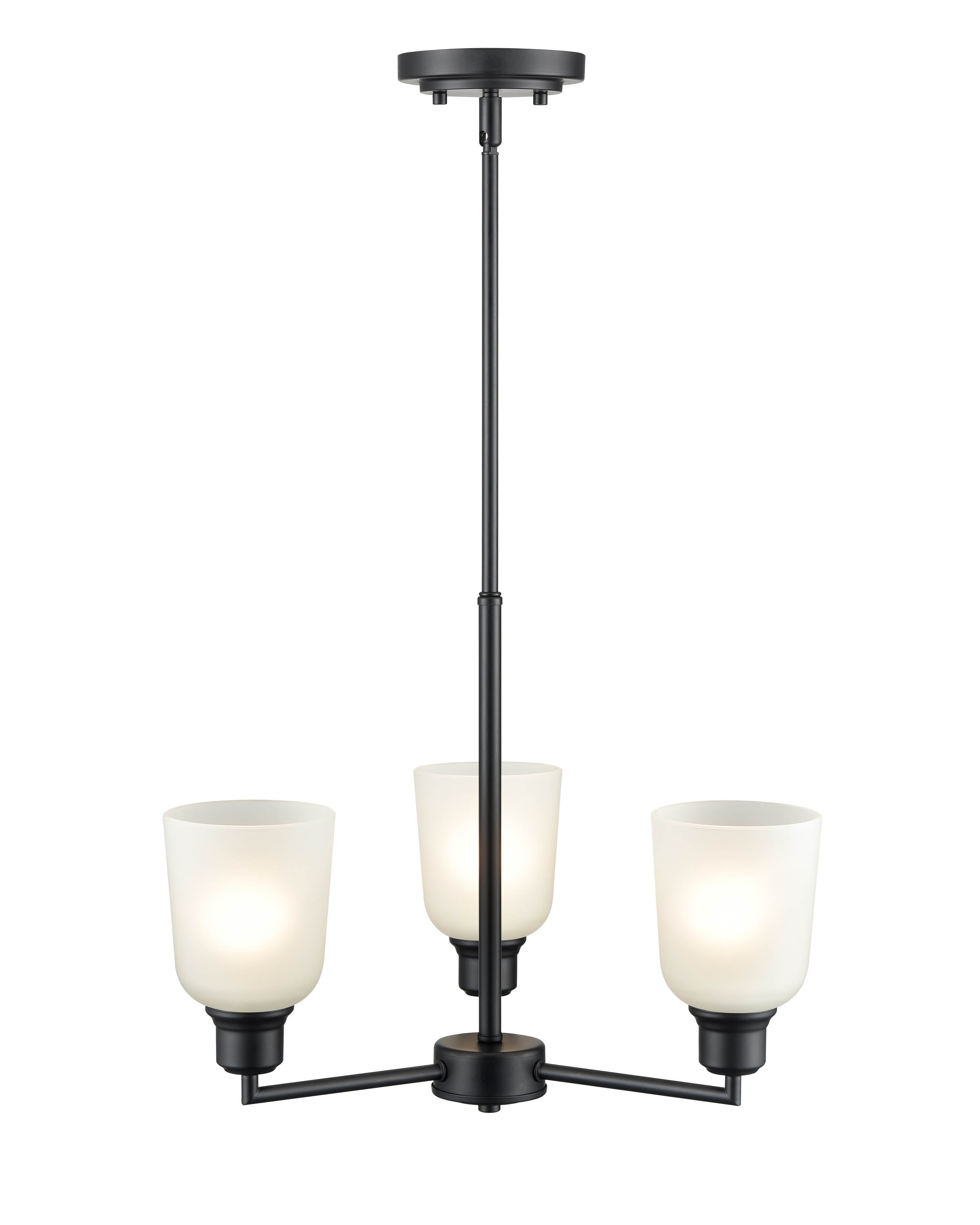 53.22'' Amberle Matte Black 3 Light Chandelier