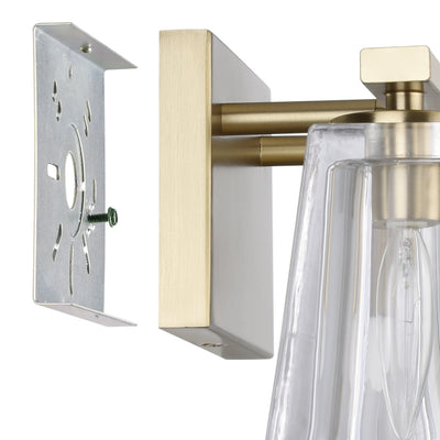 Valentin 15-inch 2-light Champagne Gold Vanity Light with Clear Pressed Glass Shades