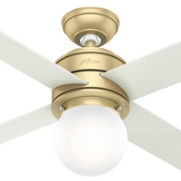 44 inch Hepburn Modern Brass Ceiling Fan with LED Light Kit and Wall Control