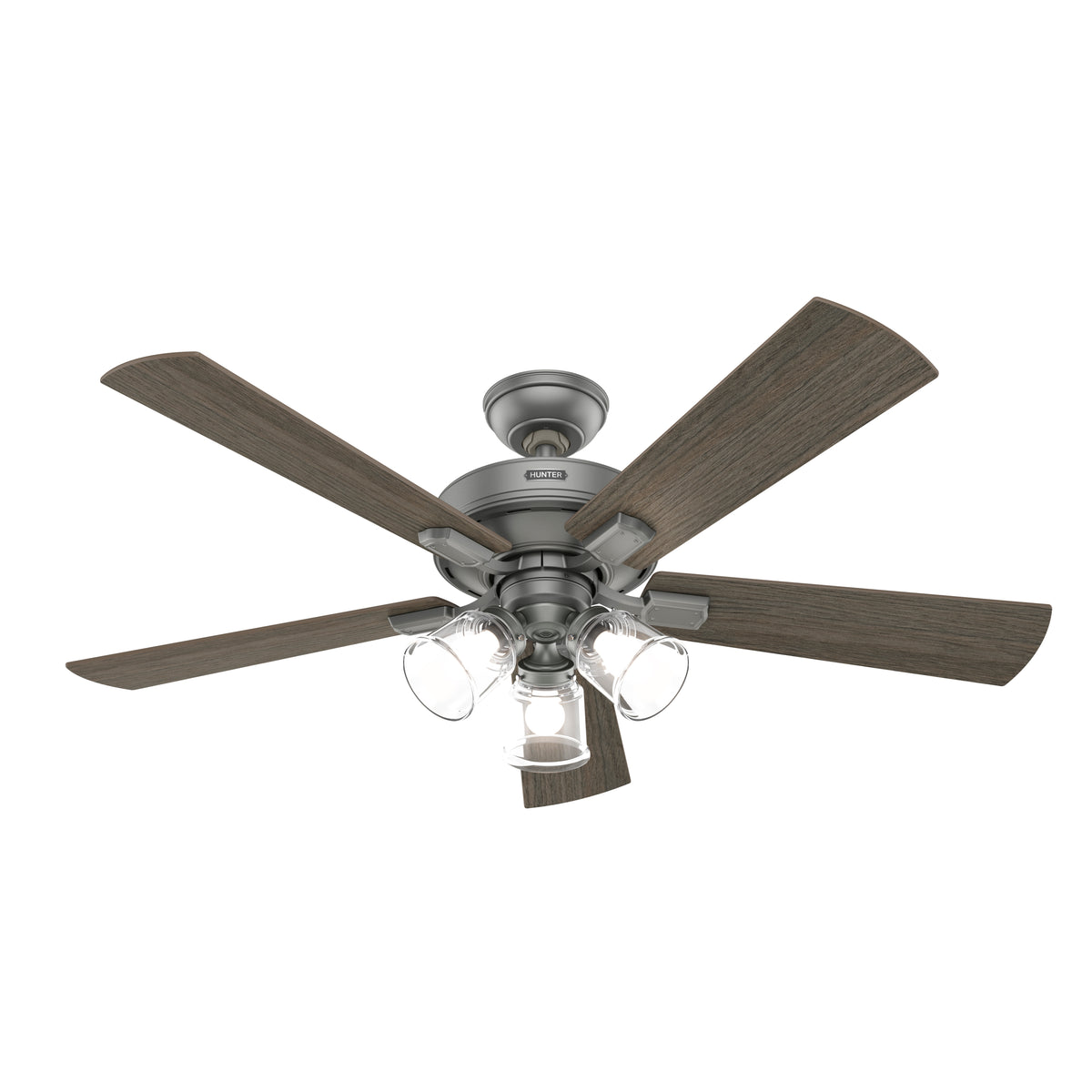 52 inch Crestfield Matte Silver Ceiling Fan with LED Light Kit and Handheld Remote