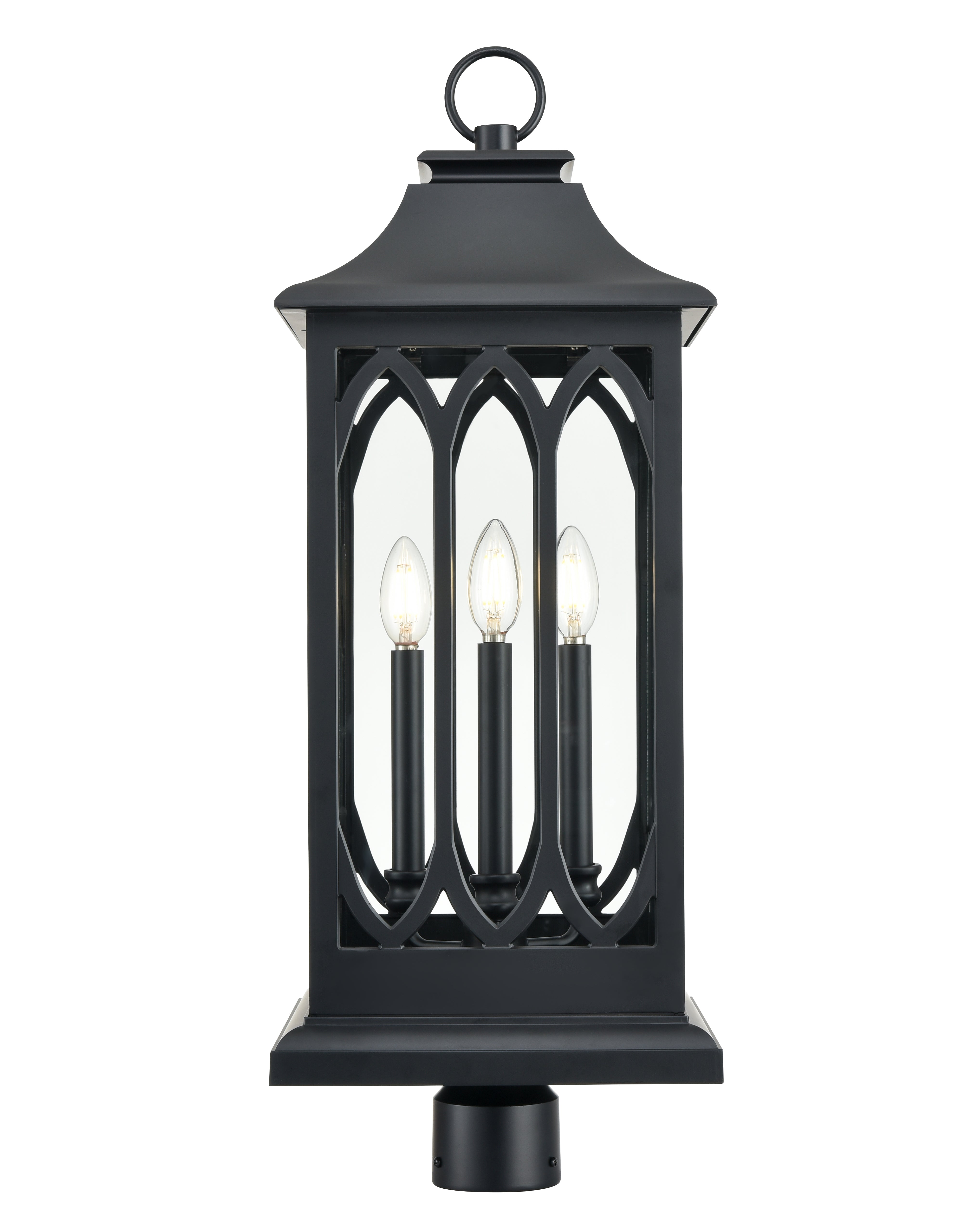 29'' Mallorey Powder Coated Black 3 Light Post Lantern