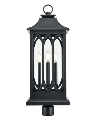 29'' Mallorey Powder Coated Black 3 Light Post Lantern