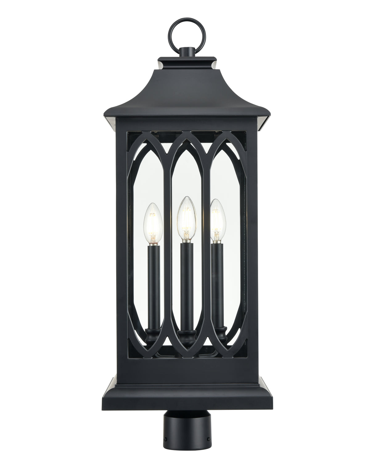 29'' Mallorey Powder Coated Black 3 Light Post Lantern