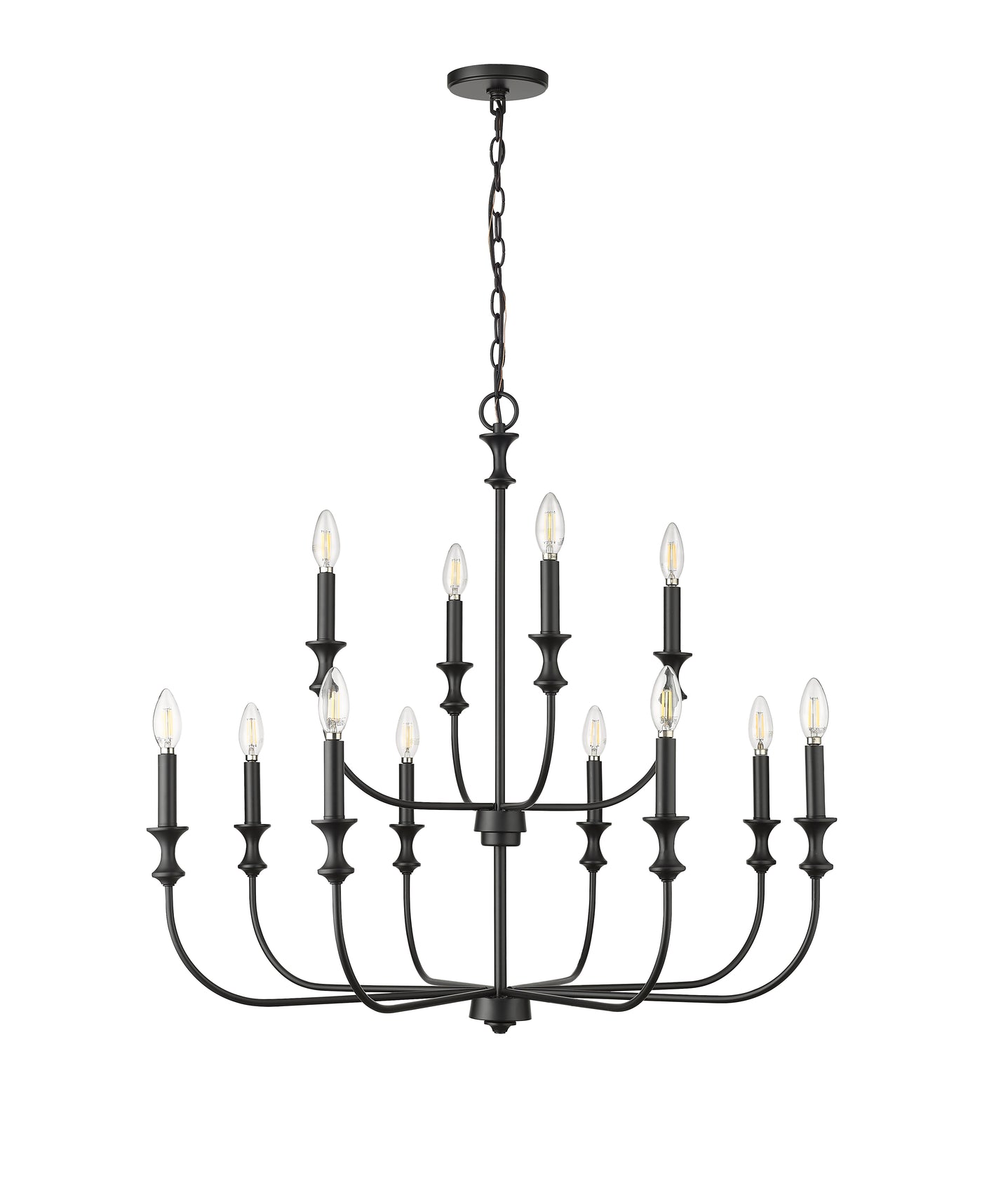 31.5'' Savanne Matte Black 12 Light Chandelier