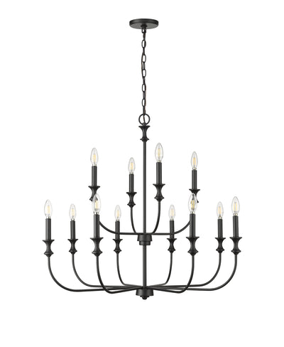 31.5'' Savanne Matte Black 12 Light Chandelier