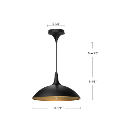 Abel 14-in Steel Dome Shade Pendant