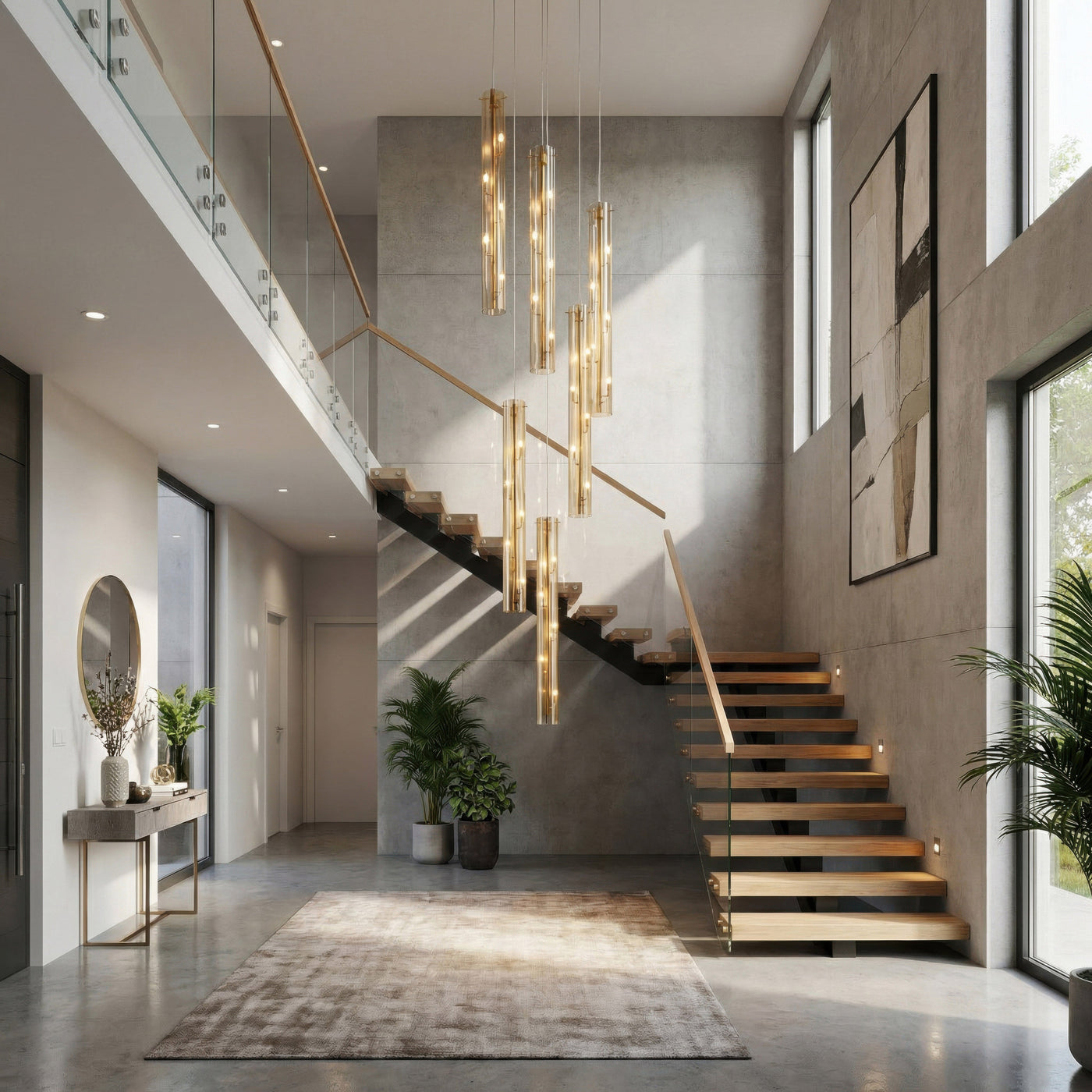 Chroman Empire 5 Light Tall Cylinder Pendant