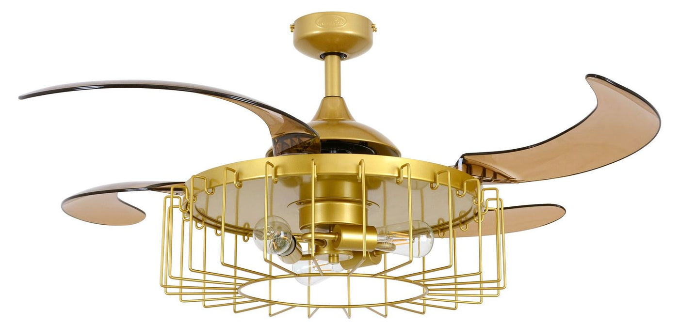 48 Inch Antique Gold Retractable Blade Ceiling Fan