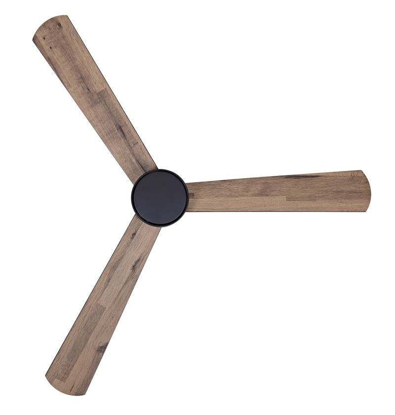 52 Inch DC Black Fan with Reversible Black Oak Blades and Remote