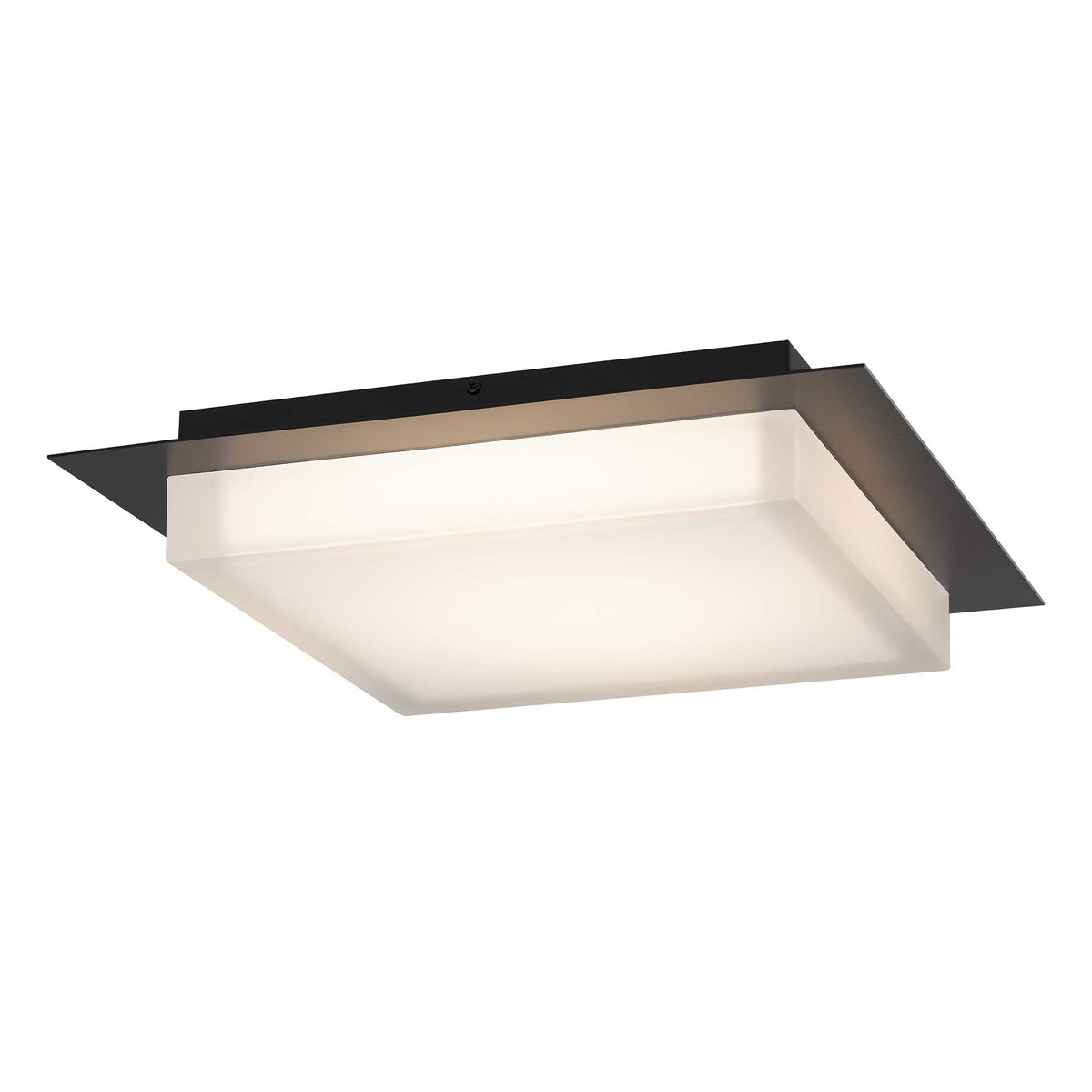 14-Inch Sand Black Foursquare Outdoor LED Flush Mount