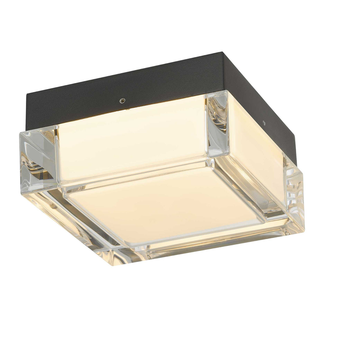 5-Inch Sand Black Box Outdoor LED Flush Mount