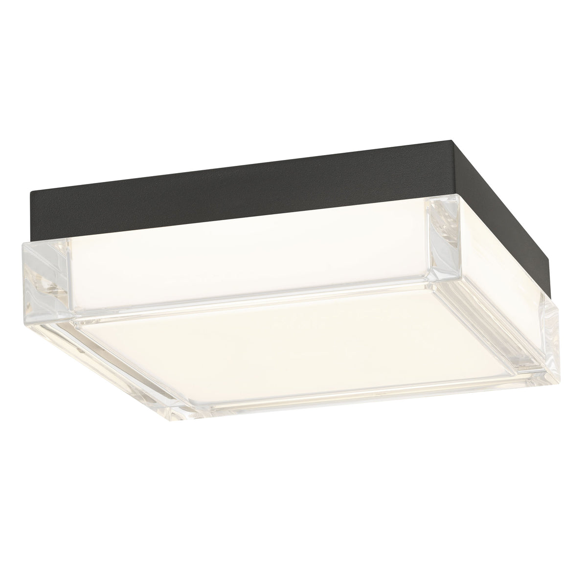 8-Inch Sand Black Box Outdoor LED Flush Mount
