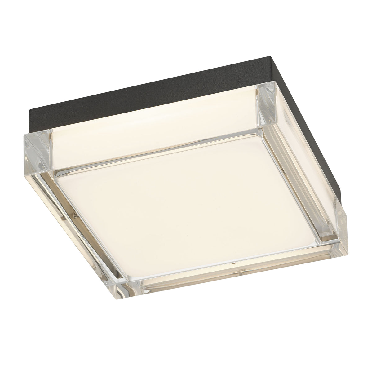 8-Inch Sand Black Box Outdoor LED Flush Mount