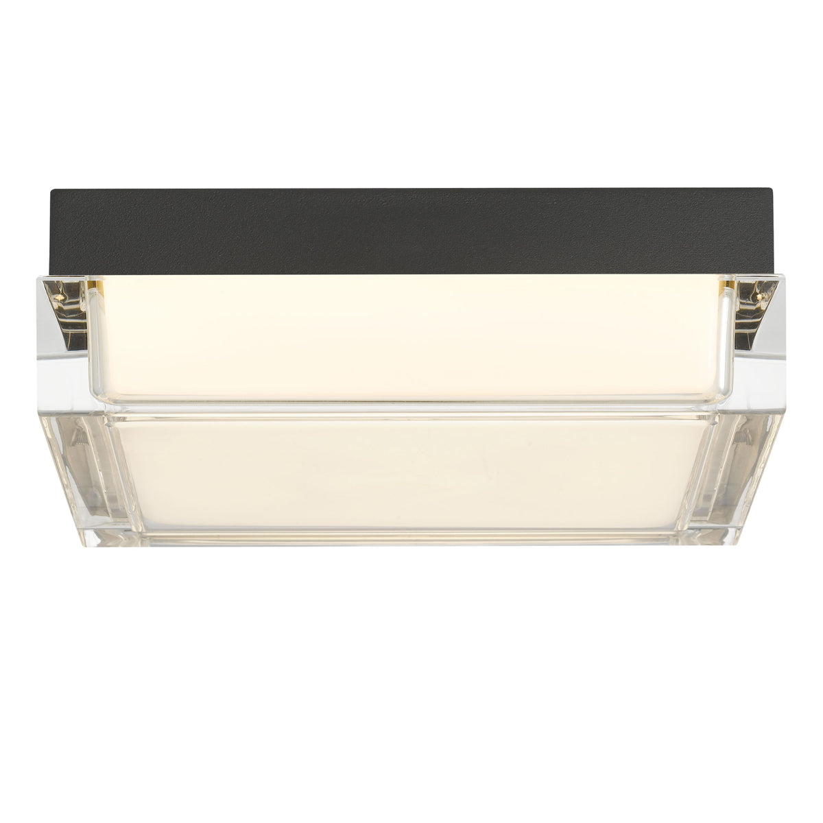 8-Inch Sand Black Box Outdoor LED Flush Mount