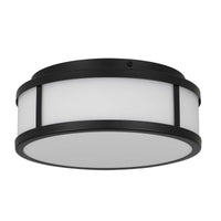10-Inch Sand Black Panel Round Outdoor LED Flush Mount