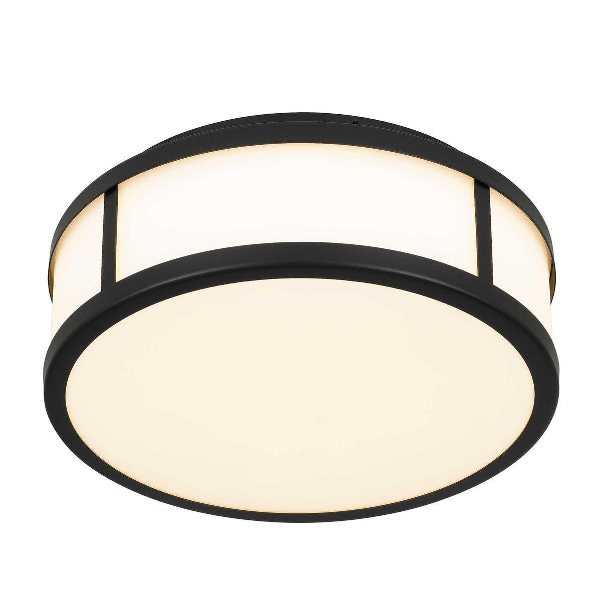 10-Inch Sand Black Panel Round Outdoor LED Flush Mount