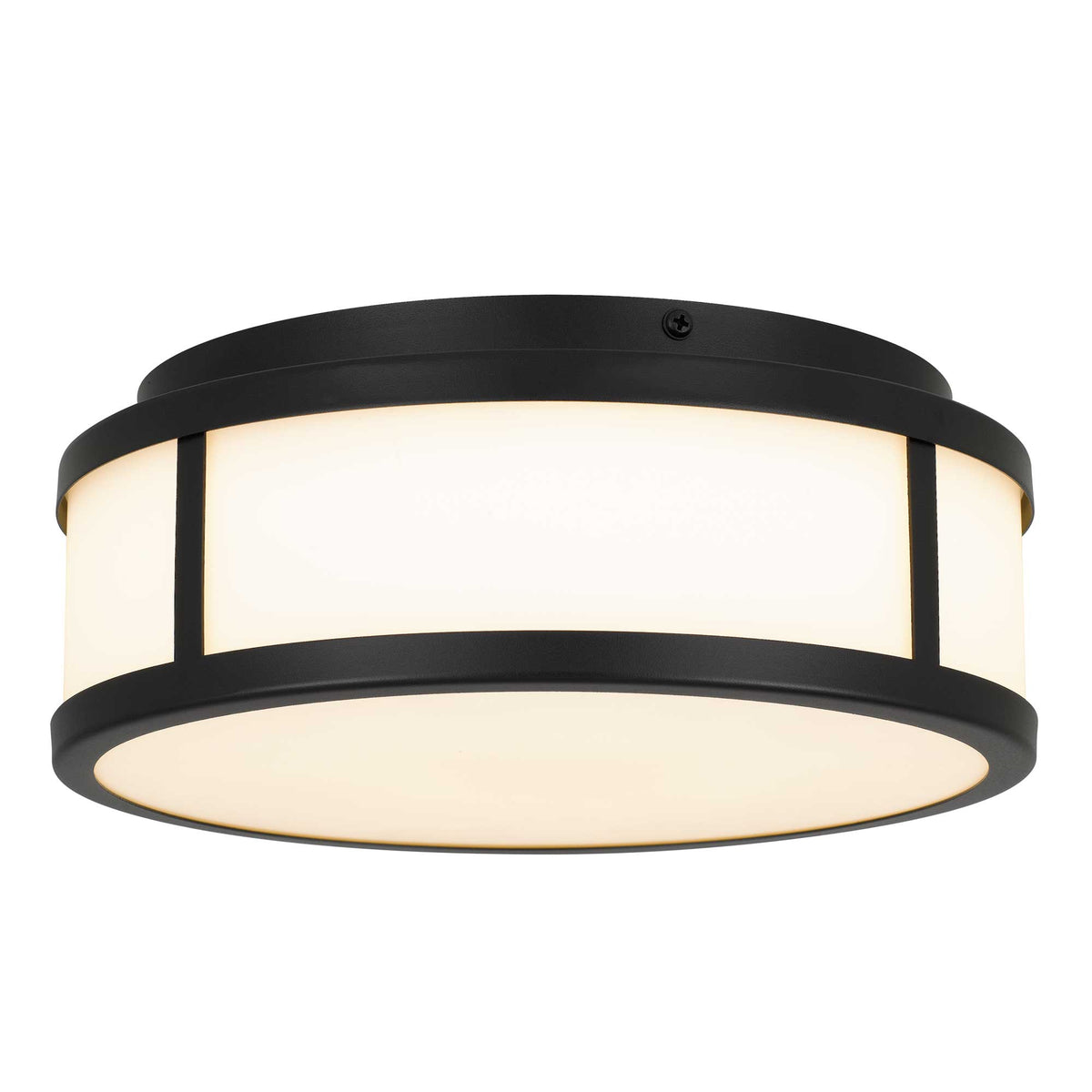 10-Inch Sand Black Panel Round Outdoor LED Flush Mount