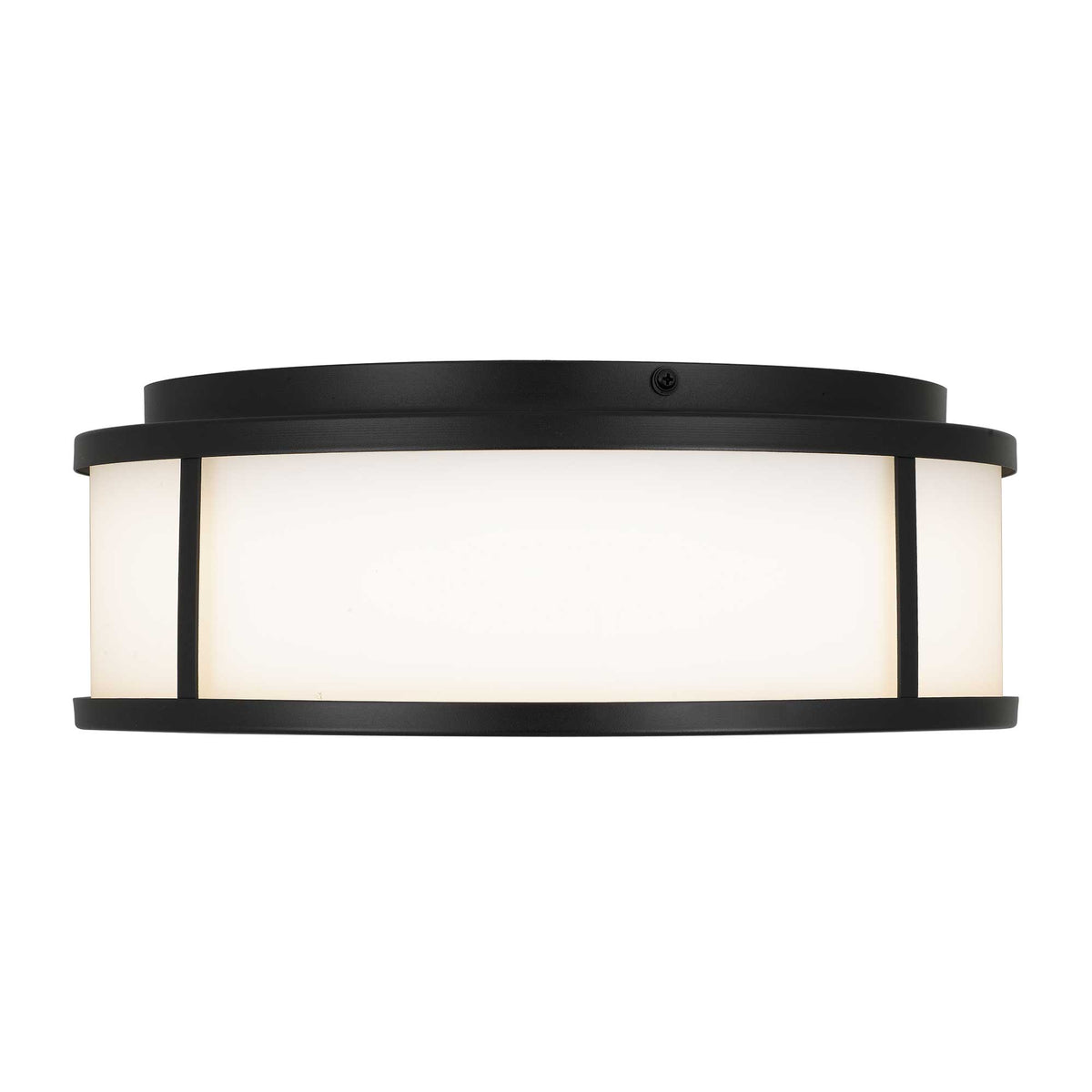 14-Inch Sand Black Panel Round Outdoor LED Flush Mount