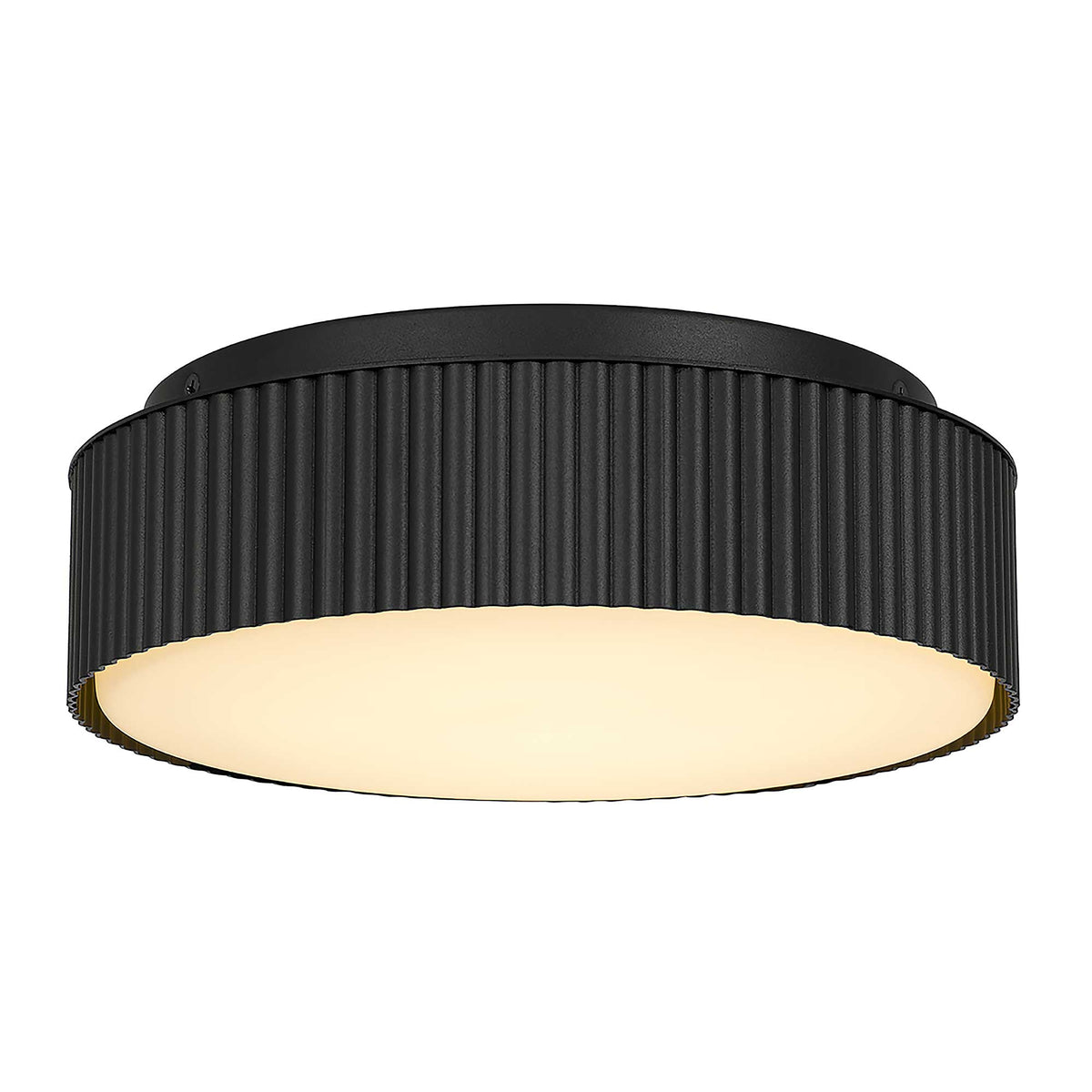 9-Inch Sand Black Channel Outdoor LED Flush Mount