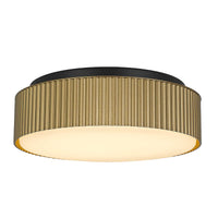 9-Inch Sand Black and Painted Brass Channel Outdoor LED Flush Mount