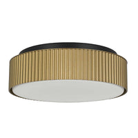 9-Inch Sand Black and Painted Brass Channel Outdoor LED Flush Mount
