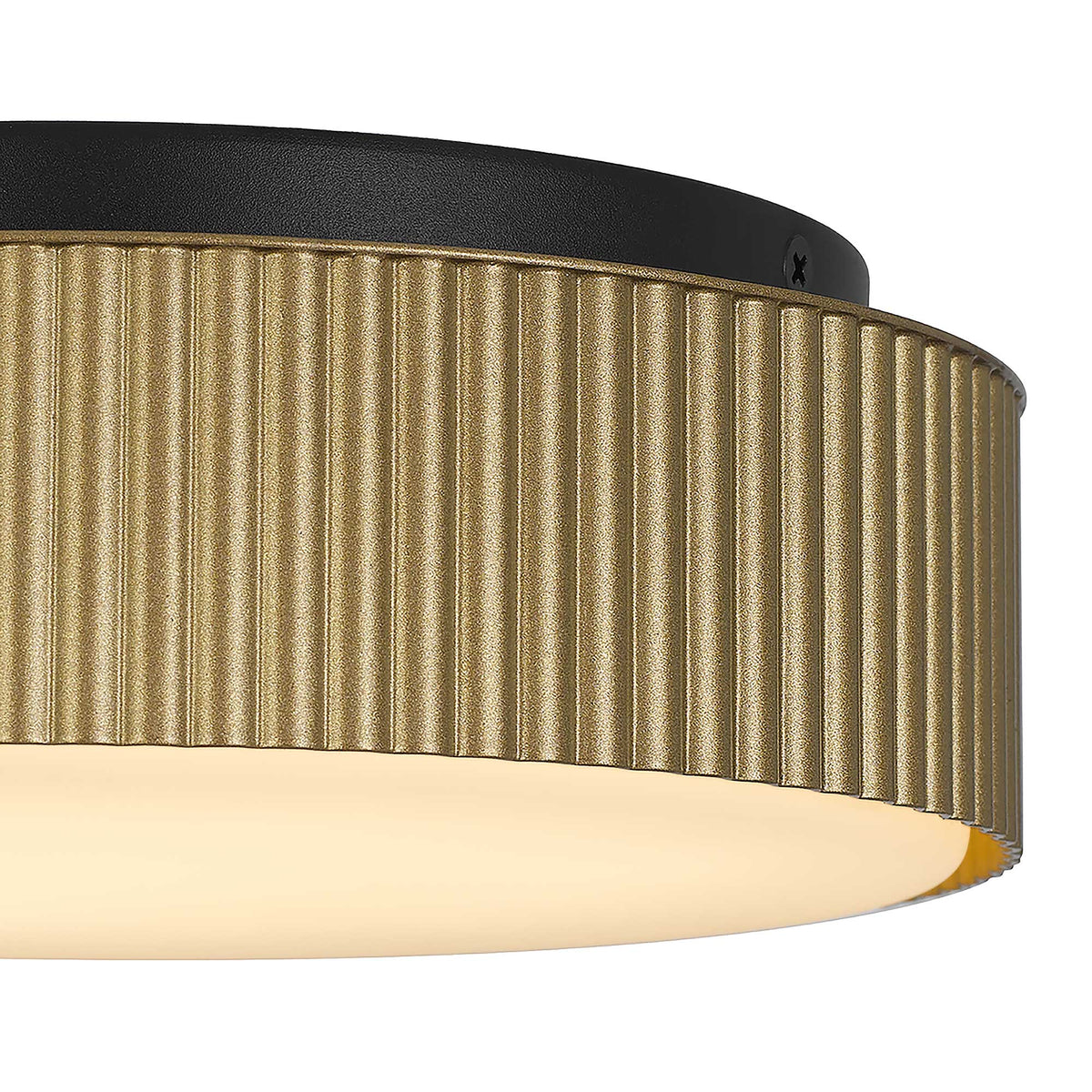 9-Inch Sand Black and Painted Brass Channel Outdoor LED Flush Mount