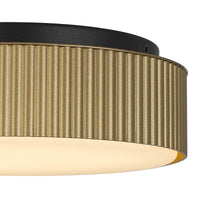 9-Inch Sand Black and Painted Brass Channel Outdoor LED Flush Mount