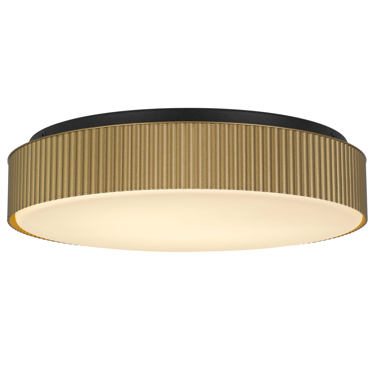 13-Inch Sand Black and Painted Brass Channel Outdoor LED Flush Mount