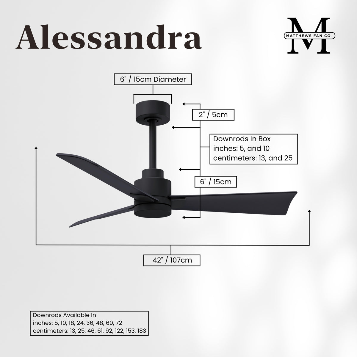 Alessandra 3-Blade Ceiling Fan Without Light Kit