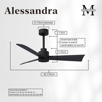 Alessandra 3-Blade Ceiling Fan Without Light Kit