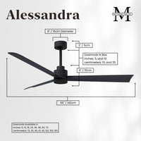 Alessandra 3-Blade Ceiling Fan Without Light Kit