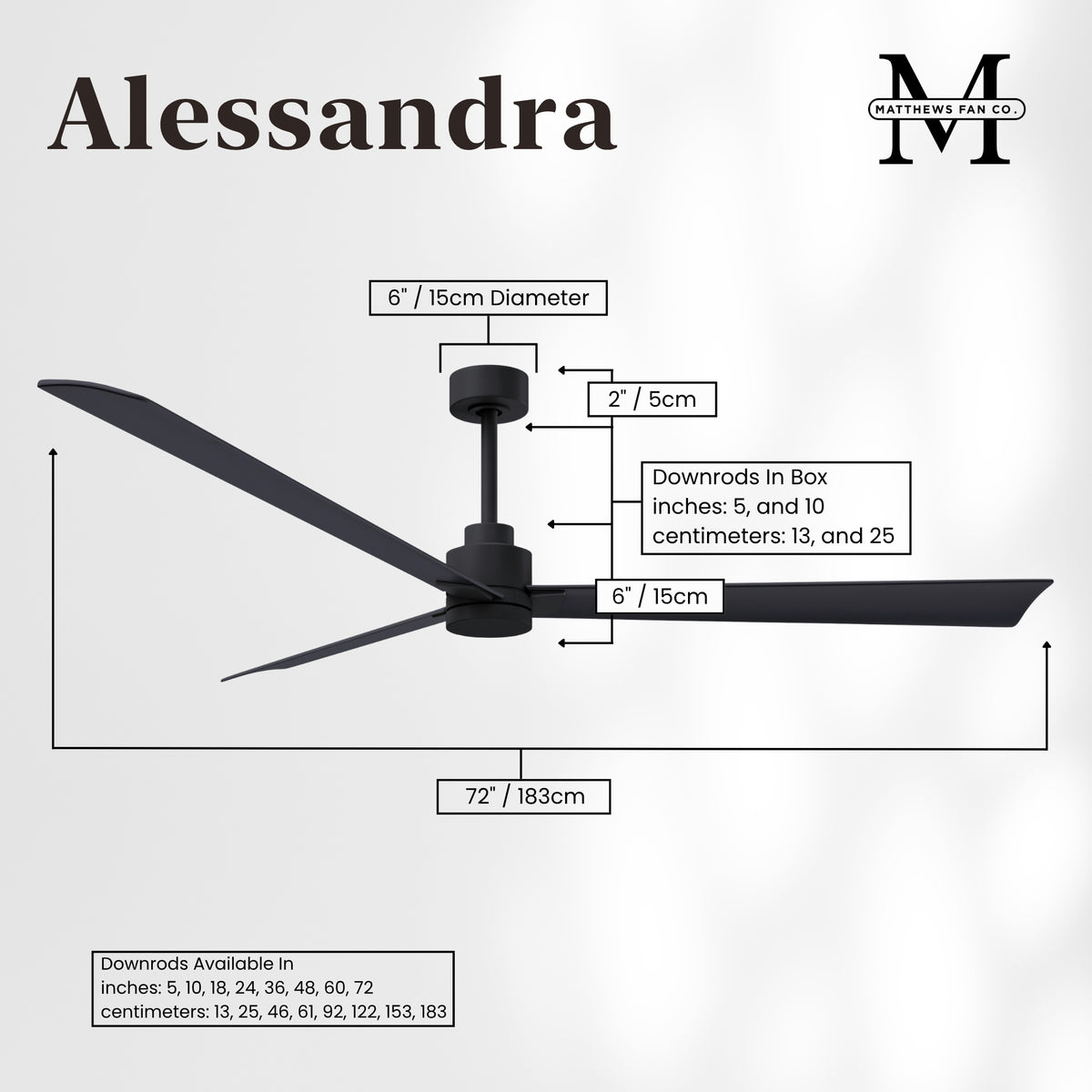 Alessandra 3-Blade Ceiling Fan Without Light Kit