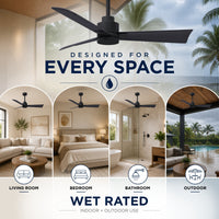Alessandra 3-Blade Ceiling Fan Without Light Kit