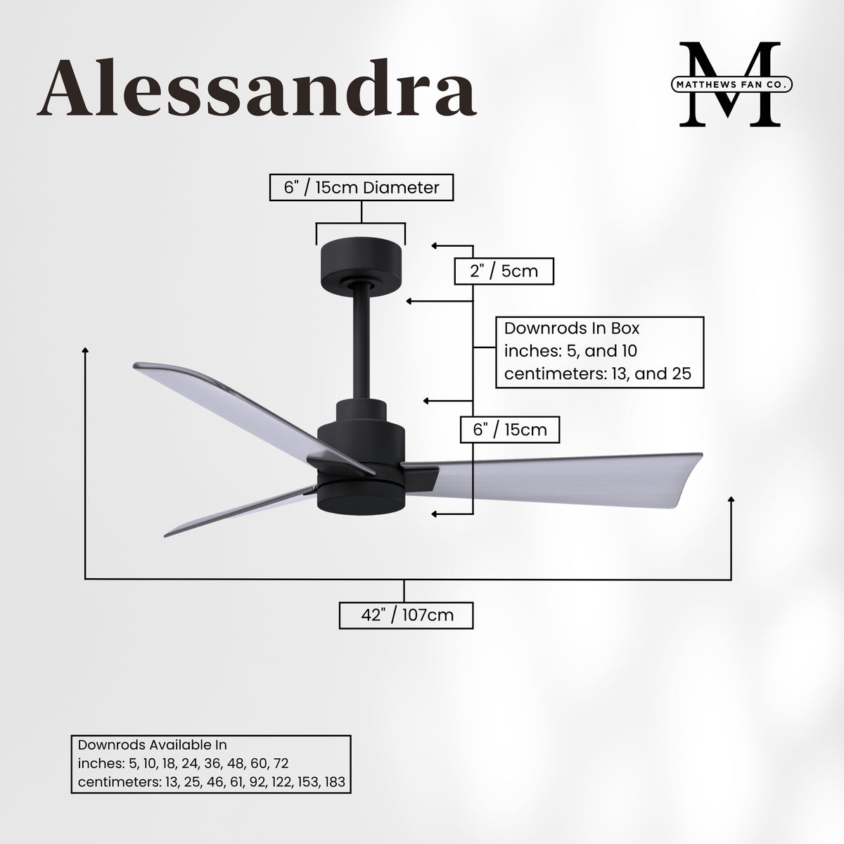 Alessandra 3-Blade Ceiling Fan Without Light Kit