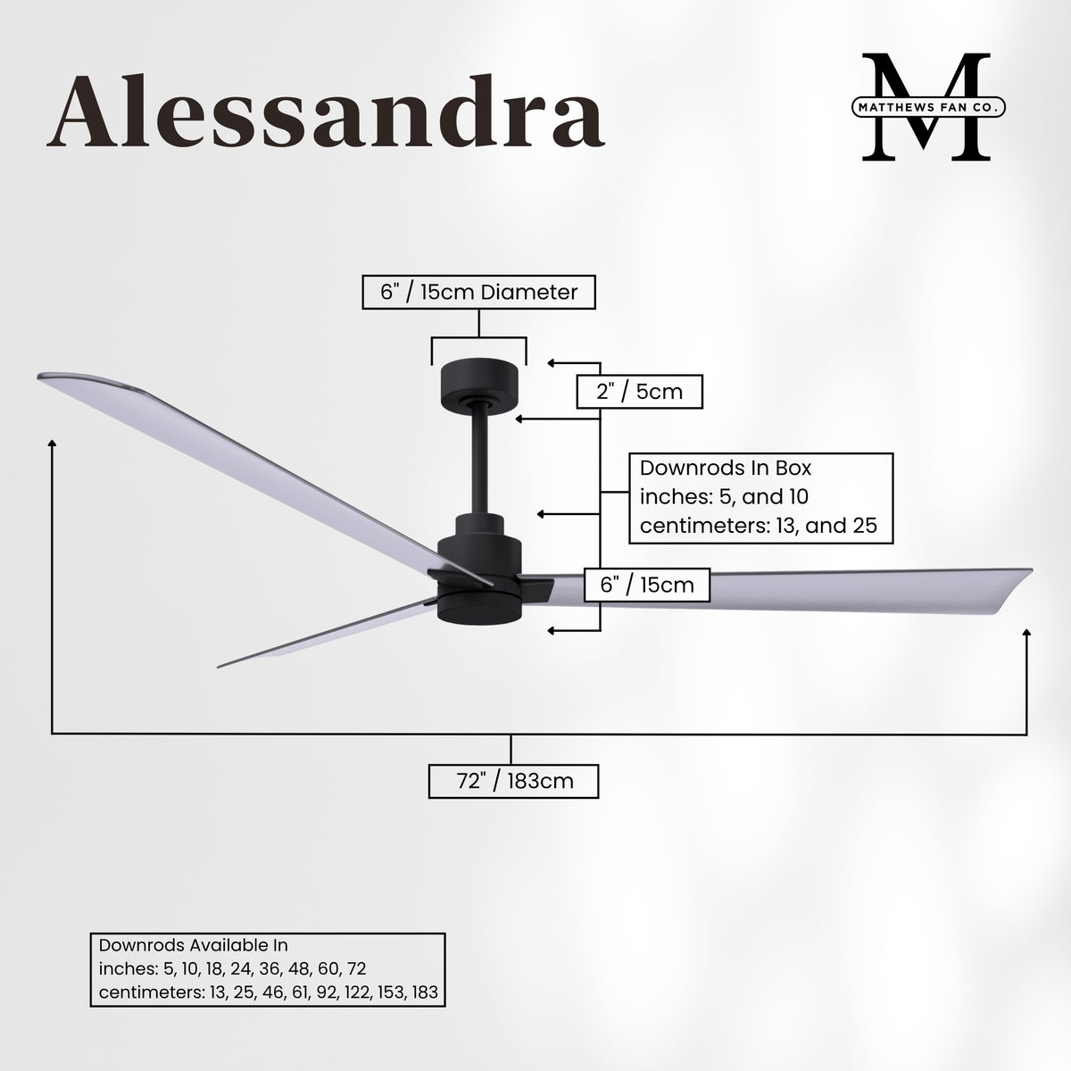 Alessandra 3-Blade Ceiling Fan Without Light Kit