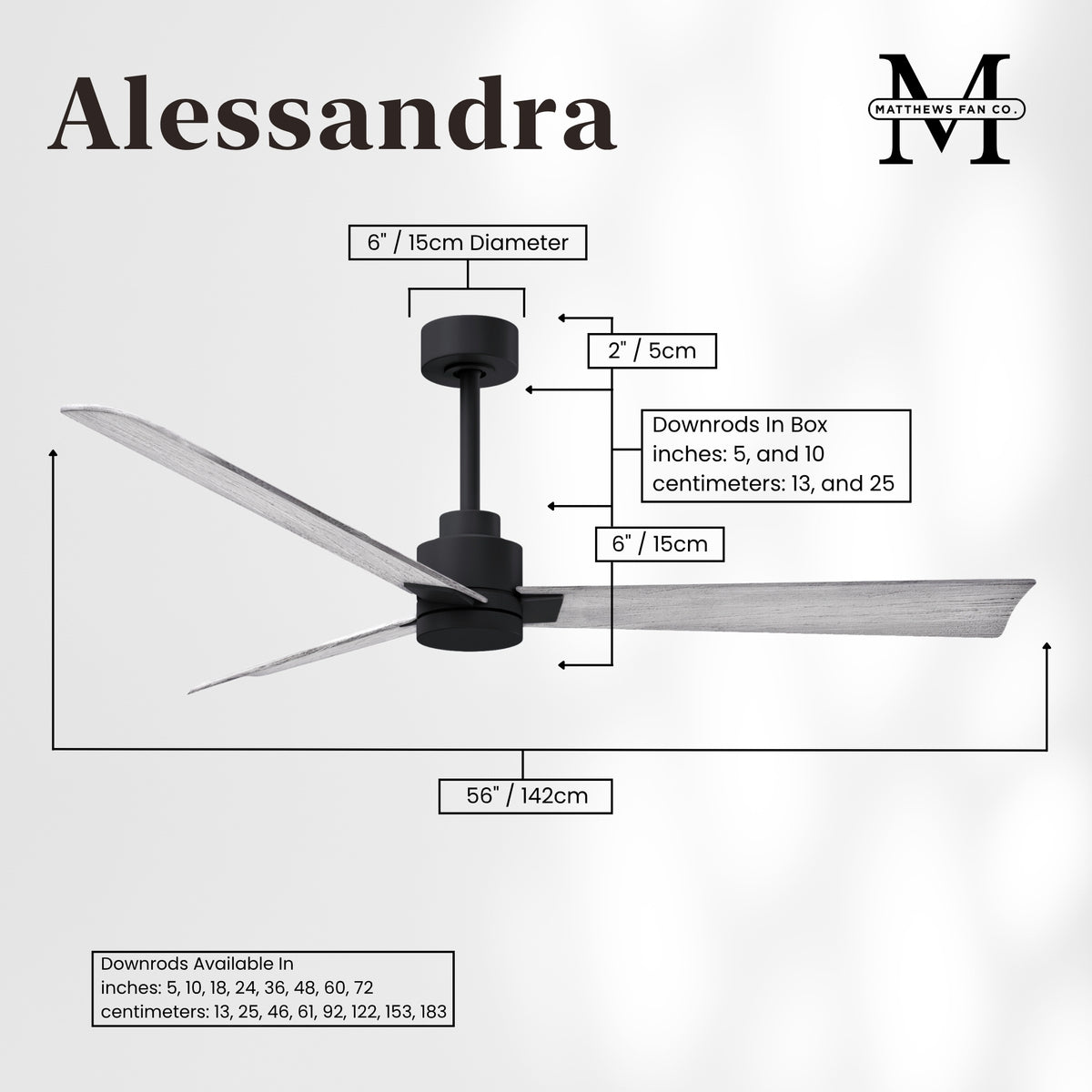 Alessandra 3-Blade Ceiling Fan Without Light Kit