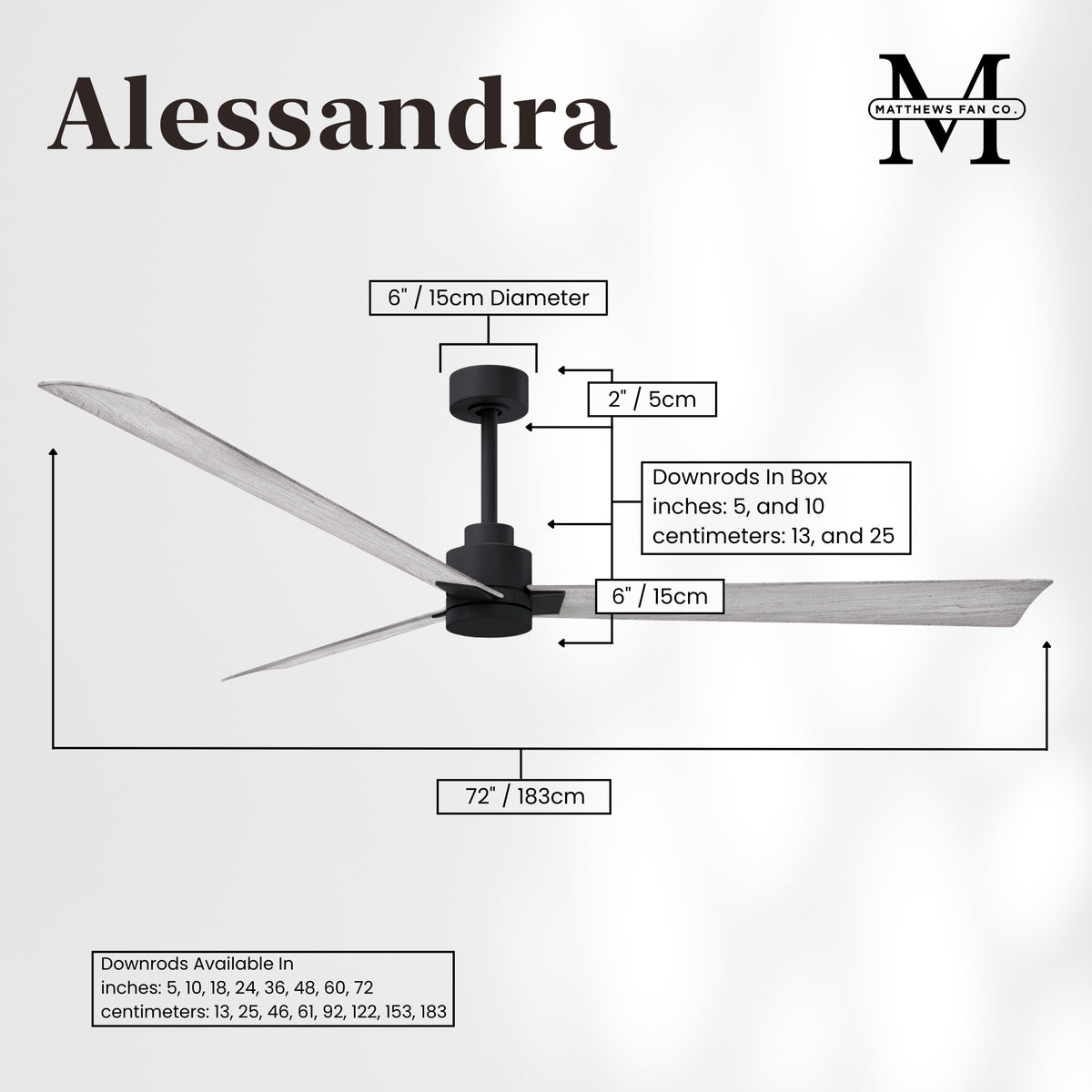 Alessandra 3-Blade Ceiling Fan Without Light Kit