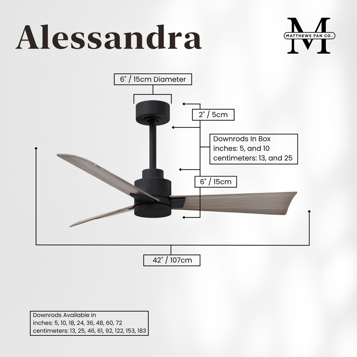 Alessandra 3-Blade Ceiling Fan Without Light Kit