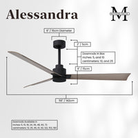 Alessandra 3-Blade Ceiling Fan Without Light Kit