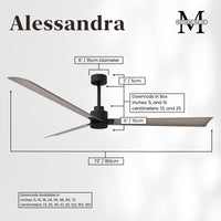 Alessandra 3-Blade Ceiling Fan Without Light Kit