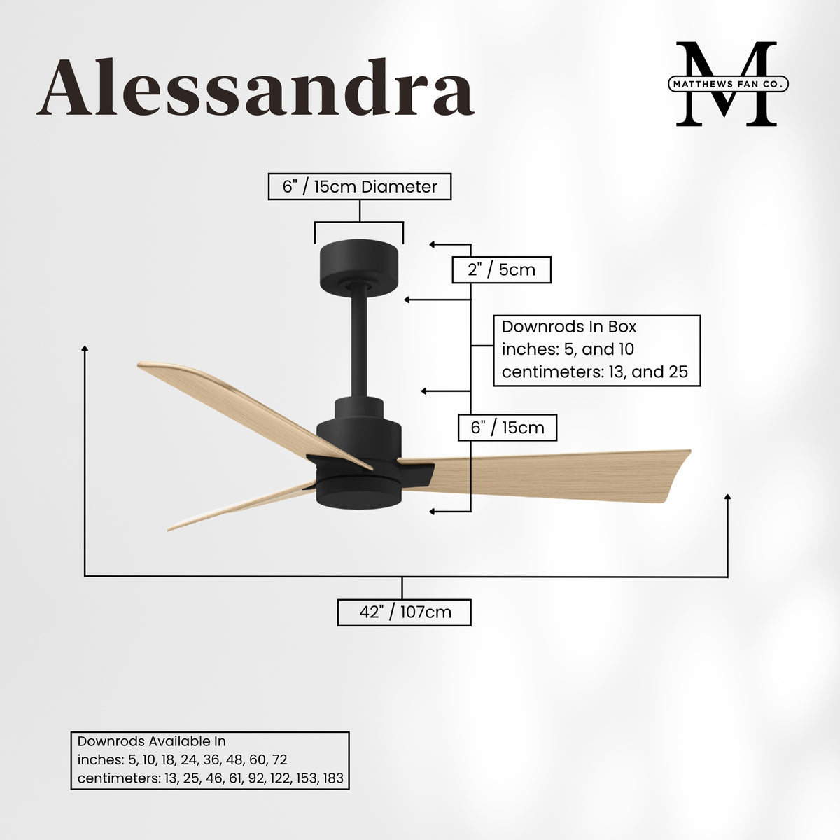 Alessandra 3-Blade Ceiling Fan Without Light Kit