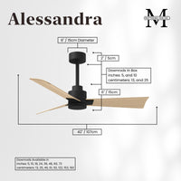 Alessandra 3-Blade Ceiling Fan Without Light Kit