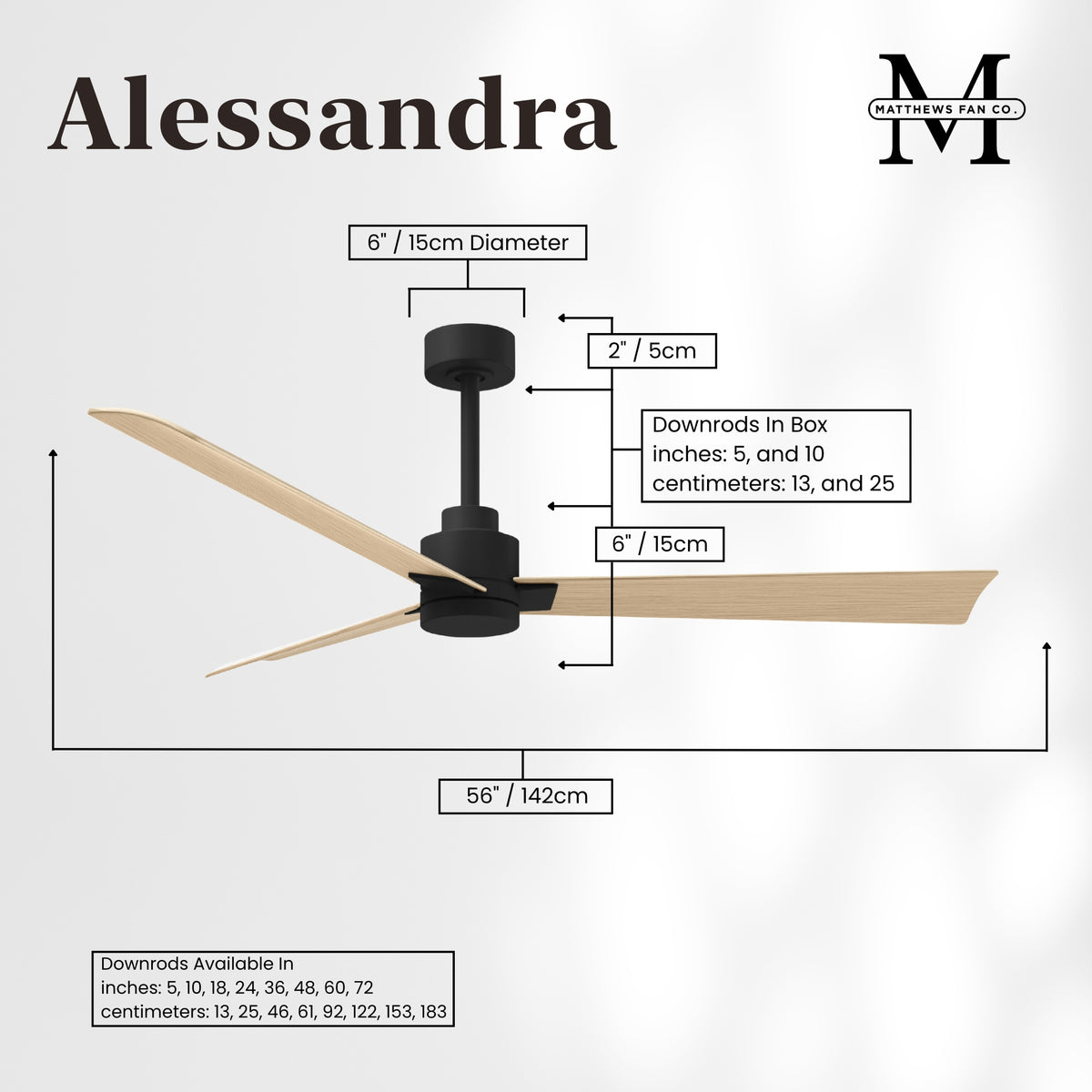Alessandra 3-Blade Ceiling Fan Without Light Kit