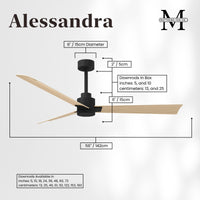 Alessandra 3-Blade Ceiling Fan Without Light Kit
