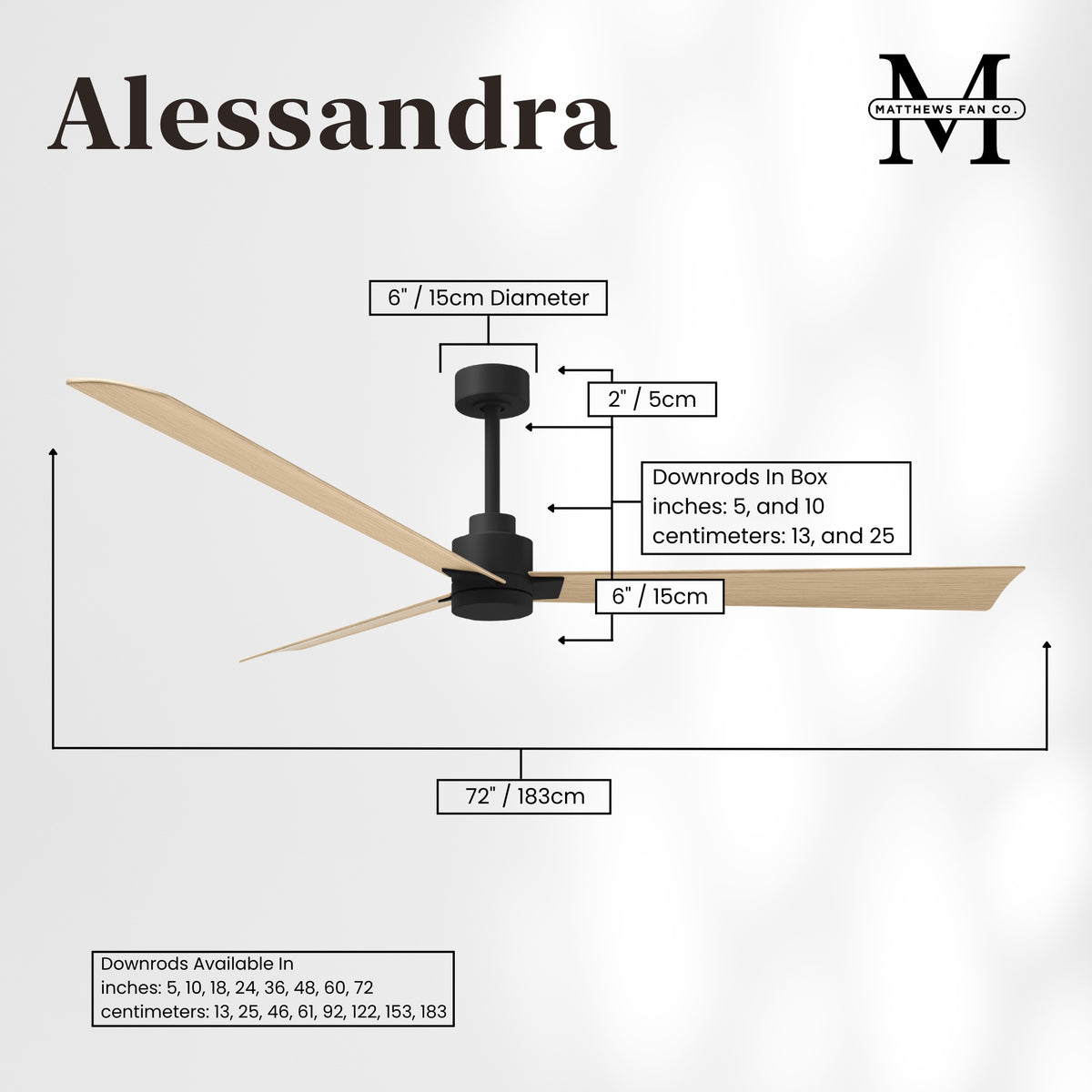 Alessandra 3-Blade Ceiling Fan Without Light Kit