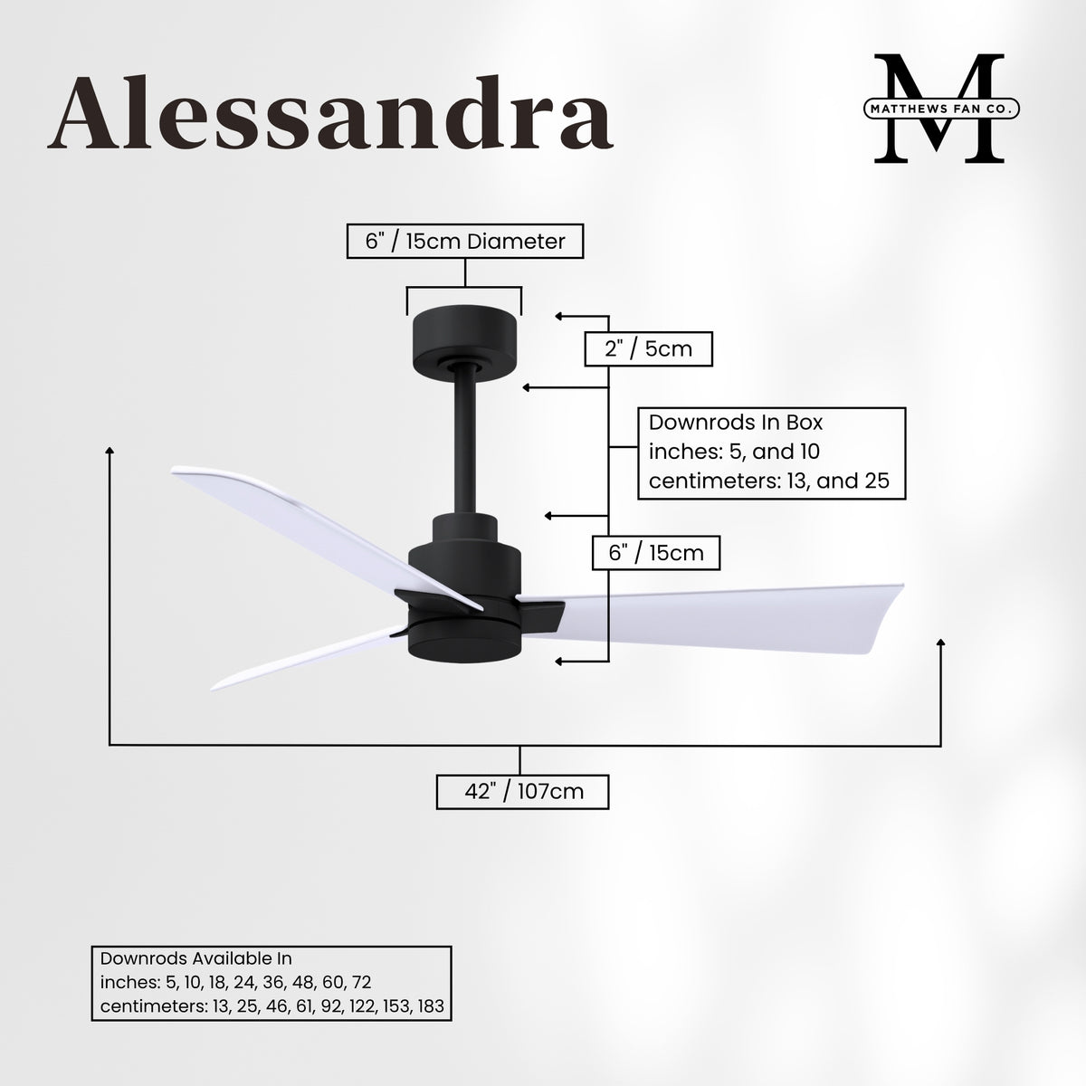 Alessandra 3-Blade Ceiling Fan Without Light Kit