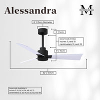 Alessandra 3-Blade Ceiling Fan Without Light Kit