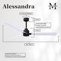Alessandra 3-Blade Ceiling Fan Without Light Kit